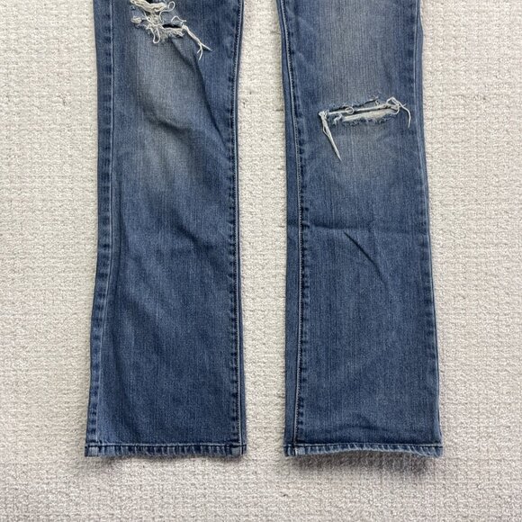 Y2K American Eagle Jeans Womens 2 Reg Original Boot Blue Distressed Denim Cowboy - Picture 3 of 11